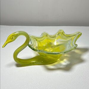 Vintage Murano Hand Blown Art Glass Swan Bowl Made in Italy